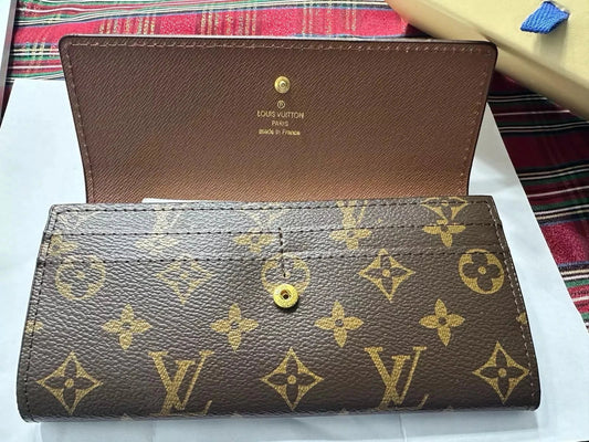 Authentic Louis Vuitton LV Monogram Brown Coated Canvas Sarah Long Wallet – Luxury Designer Women’s Organizer | Free 3–5 Day USA Shipping