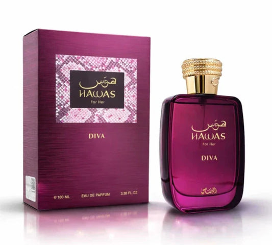 Hawas Diva For Her Eau De Parfum 3.38 oz / 100ML by Rasasi – Fruity Floral Luxury Perfume | Free USA 3-Day Delivery